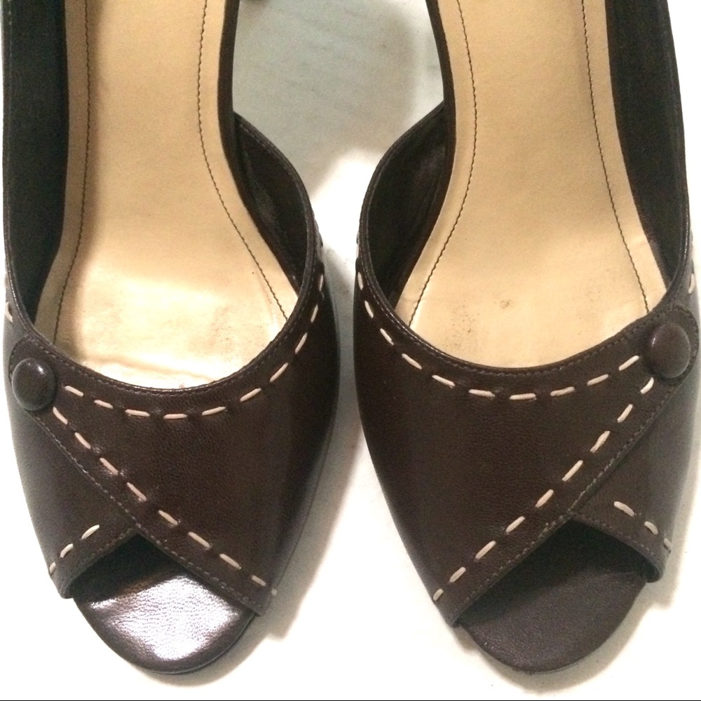 Stitched Peep Toe Heels